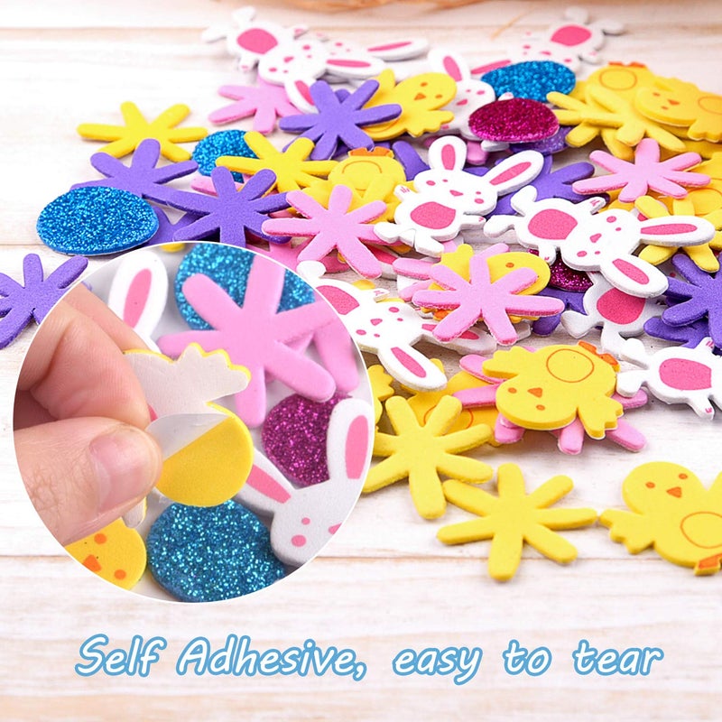TUPARKA 160 Pcs Easter Foam Stickers Animal Shape Self Adhesive Easter Stickers Glitter Egg Stickers for Easter Day Party Crafts Home Decoration - Image 4